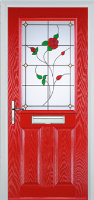 2 Panel 1 Square English Rose Composite Front Door in Poppy Red