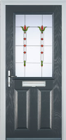 2 Panel 1 Square Fleur Composite Front Door in Anthracite Grey