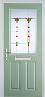 2 Panel 1 Square Fleur Composite Front Door in Chartwell Green