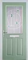 2 Panel 1 Square Murano Composite Front Door in Chartwell Green