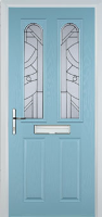 2 Panel 2 Arch Abstract Composite Front Door in Duck Egg Blue
