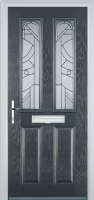 2 Panel 2 Arch Abstract Composite Front Door in Anthracite Grey