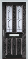 2 Panel 2 Arch Crystal Bohemia Composite Front Door in Black Brown