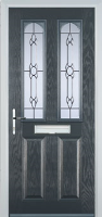2 Panel 2 Arch Crystal Bohemia Composite Front Door in Anthracite Grey