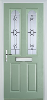 2 Panel 2 Arch Crystal Bohemia Composite Front Door in Chartwell Green
