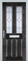 2 Panel 2 Arch Crystal Diamond Composite Front Door in Black Brown