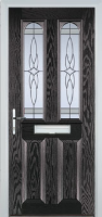 2 Panel 2 Arch Crystal Harmony Composite Front Door in Black Brown