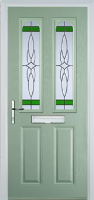 2 Panel 2 Arch Crystal Harmony Composite Front Door in Chartwell Green