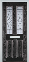 2 Panel 2 Arch Elegance Composite Front Door in Black Brown