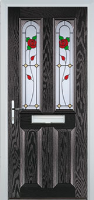 2 Panel 2 Arch English Rose Composite Front Door in Black Brown