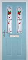 2 Panel 2 Arch English Rose Composite Front Door in Duck Egg Blue