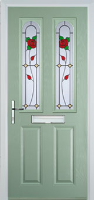 2 Panel 2 Arch English Rose Composite Front Door in Chartwell Green