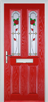2 Panel 2 Arch English Rose Composite Front Door in Poppy Red