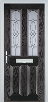 2 Panel 2 Arch Flair Composite Front Door in Black Brown