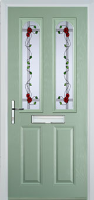 2 Panel 2 Arch Mackintosh Rose Composite Front Door in Chartwell Green