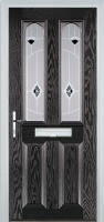 2 Panel 2 Arch Murano Composite Front Door in Black Brown