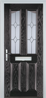 2 Panel 2 Angle Classic Composite Front Door in Black Brown