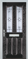 2 Panel 2 Angle Crystal Bohemia Composite Front Door in Black Brown