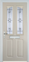 2 Panel 2 Angle Crystal Bohemia Composite Front Door in Cream
