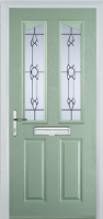 2 Panel 2 Angle Crystal Bohemia Composite Front Door in Chartwell Green