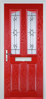 2 Panel 2 Angle Crystal Bohemia Composite Front Door in Poppy Red
