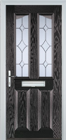 2 Panel 2 Angle Crystal Diamond Composite Front Door in Black Brown