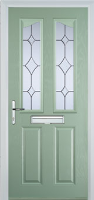2 Panel 2 Angle Crystal Diamond Composite Front Door in Chartwell Green