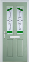 2 Panel 2 Angle Crystal Harmony Composite Front Door in Chartwell Green