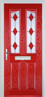 2 Panel 2 Angle Drop Diamond Composite Front Door in Poppy Red