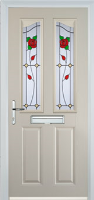 2 Panel 2 Angle English Rose Composite Front Door in Cream