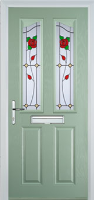2 Panel 2 Angle English Rose Composite Front Door in Chartwell Green