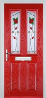 2 Panel 2 Angle English Rose Composite Front Door in Poppy Red