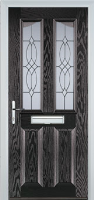 2 Panel 2 Angle Flair Composite Front Door in Black Brown