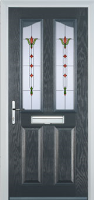 2 Panel 2 Angle Fleur Composite Front Door in Anthracite Grey
