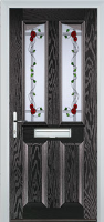 2 Panel 2 Angle Mackintosh Rose Composite Front Door in Black Brown