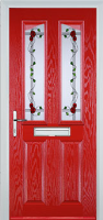 2 Panel 2 Angle Mackintosh Rose Composite Front Door in Poppy Red
