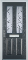 2 Panel 2 Square Abstract Composite Front Door in Anthracite Grey