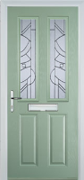 2 Panel 2 Square Abstract Composite Front Door in Chartwell Green