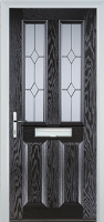 2 Panel 2 Square Classic Composite Front Door in Black Brown