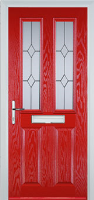 2 Panel 2 Square Classic Composite Front Door in Poppy Red