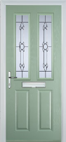 2 Panel 2 Square Crystal Bohemia Composite Front Door in Chartwell Green