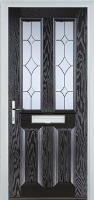 2 Panel 2 Square Crystal Diamond Composite Front Door in Black Brown