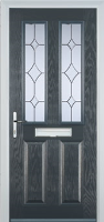 2 Panel 2 Square Crystal Diamond Composite Front Door in Anthracite Grey