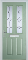2 Panel 2 Square Crystal Diamond Composite Front Door in Chartwell Green
