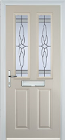 2 Panel 2 Square Crystal Harmony Composite Front Door in Cream