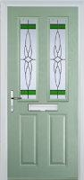 2 Panel 2 Square Crystal Harmony Composite Front Door in Chartwell Green