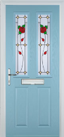 2 Panel 2 Square English Rose Composite Front Door in Duck Egg Blue