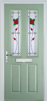 2 Panel 2 Square English Rose Composite Front Door in Chartwell Green