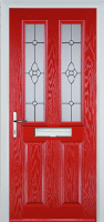 2 Panel 2 Square Finesse Composite Front Door in Poppy Red