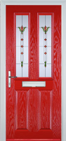 2 Panel 2 Square Fleur Composite Front Door in Poppy Red